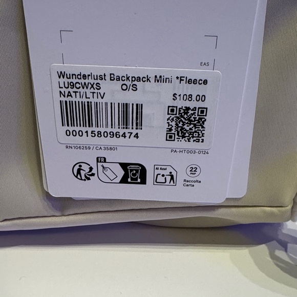 Lululemon Athletica wanderlust Mini 3L Beige Backpack Fleece - Picture 5 of 5